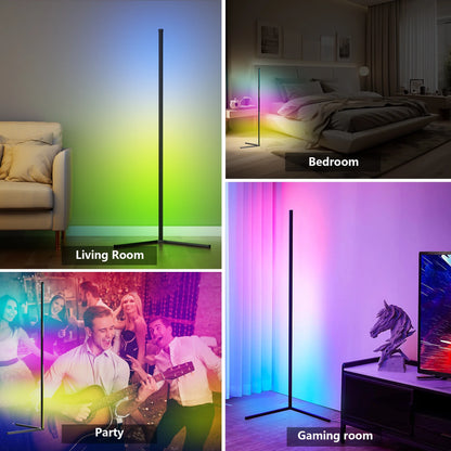 Led Corner Floor Lamp, Smart RGB Floor Lamp with App&Remote, 16 Million Colors Changing, Music Sync, Modern Corner Led Light for Bedroom Living Room and Gaming Room, Timing&Schedule