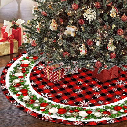 Christmas Tree Skirt, 1 Count Flannel Christmas Themed Christmas Decor Tree Skirt, Holiday Party Decoration Supplies for Home Party, Home Decor