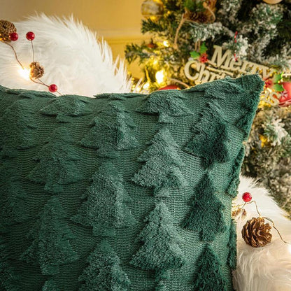 Christmas Tree Embroidery Cushion Cover, 1 Count Square Throw Pillow Cover without Filler, Household Decoration Supplies for Home Living Room Bedroom