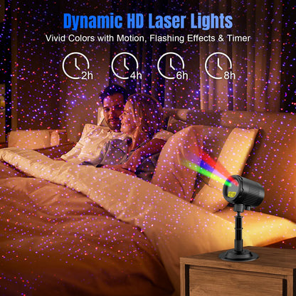 Laser Christmas Projector Lights Outdoor,  3 Color RGB Projector, Firefly Lights Show with RF Remote, Waterproof for Holiday Decoration, Christmas Gift, Wedding, Home Decor, Party, Garden