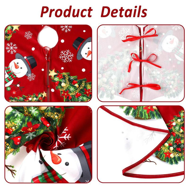 Christmas Tree Skirt, 1 Count Flannel Christmas Themed Christmas Decor Tree Skirt, Holiday Party Decoration Supplies for Home Party, Home Decor