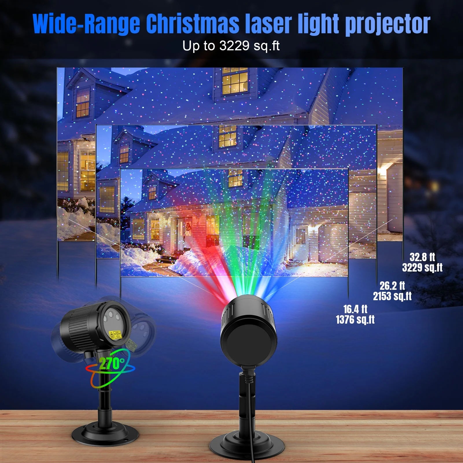 Laser Christmas Projector Lights Outdoor,  3 Color RGB Projector, Firefly Lights Show with RF Remote, Waterproof for Holiday Decoration, Christmas Gift, Wedding, Home Decor, Party, Garden